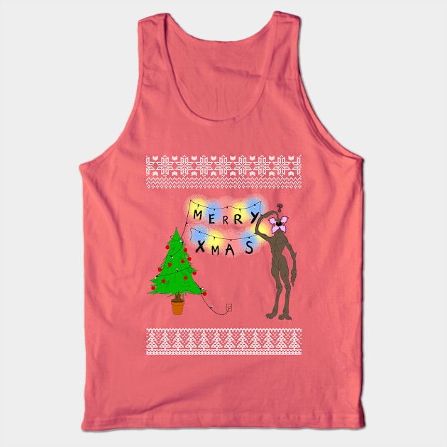 Stranger Things Demogorgon Christmas Knit Pattern Tank Top by Bevatron